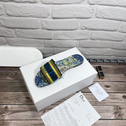 Dior Women Shoes Mule DWAY SLIDE Luxury Brand Womens Sandals Slippers with Original Box