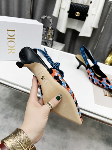 Dior Women Shoes Pumps Luxury Design Fashion Type High Heel Shoes for Wedding Style J'ADIOR SLINGBACK PUMP Blue Multicolor Mizza Cotton Embroidery KCP866MMR_S57P with Original Box