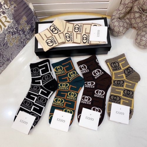 Gucci Socks 5 Pairs with Original Box Luxury Brand Breathable Gucci Sock