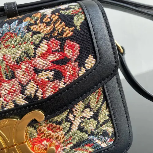 Celine Womens Bag TEEN TRIOMPHE BAG IN FLORAL JACQUARD AND CALFSKIN