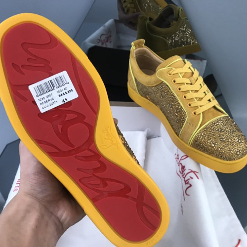 Christian Louboutin Mens Shoes Luxury Brand Red Bottom Design Louis Junior Spikes Flat with Original Box CL sneakers