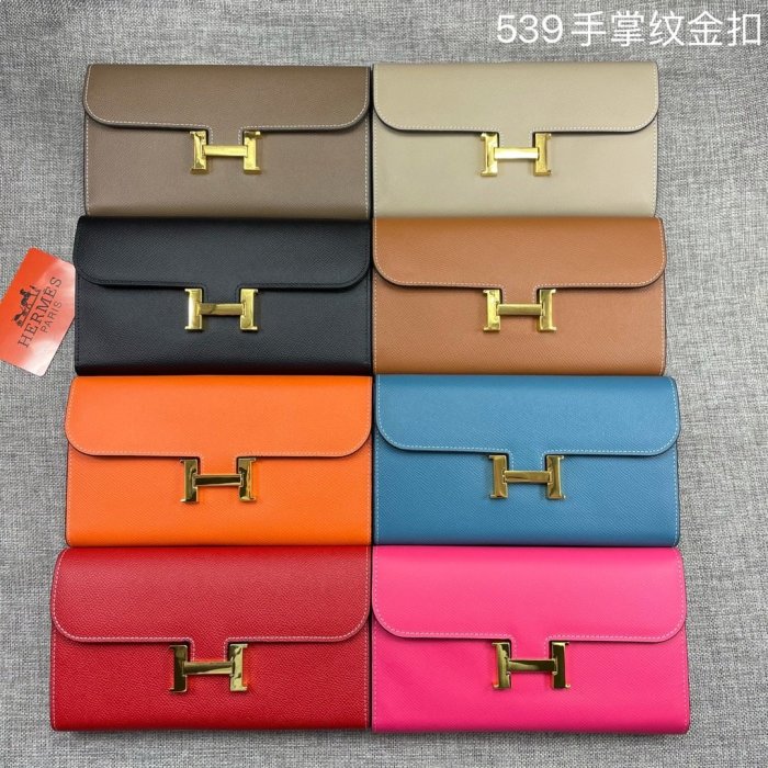 Hermes Womens Mens Wallets Purse Constance Clutch Leather Design Coin Bag with Original Box