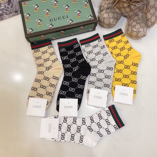 Gucci Socks 5 Pairs with Original Box Luxury Brand Breathable Gucci Sock