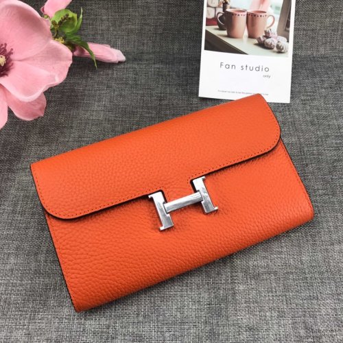 Hermes Womens Mens Wallets Purse Card Holder Leather Long Design Coin Bag with Original Box