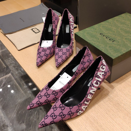 Gucci x Balenciaga Womens Shoes Slingback Pumps High Heel Luxury Brand Wedding Fashion Shoes for Women with Original Box