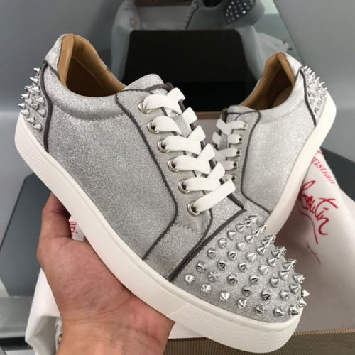 Christian Louboutin Mens Shoes Luxury Brand Red Bottom Design Louis Junior Spikes Flat with Original Box CL sneakers