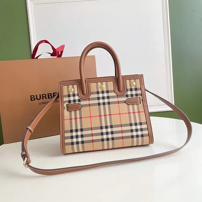 Burberry Womens Bag Mini Vintage Check Two-handle Title Bag