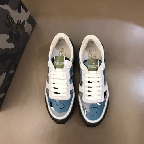 Valentino Men Shoes Fashion Design Luxury Brand ROCKRUNNER CAMOUFLAGE LAMINATED STUDDED SNEAKER with Original Box