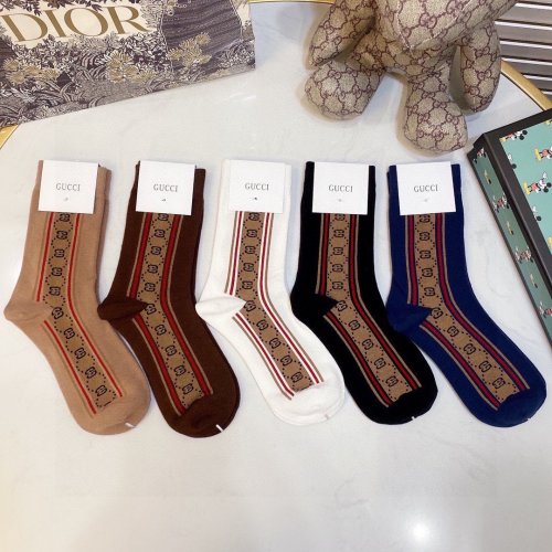 Gucci Socks 5 Pairs with Original Box Luxury Brand Breathable Gucci Sock