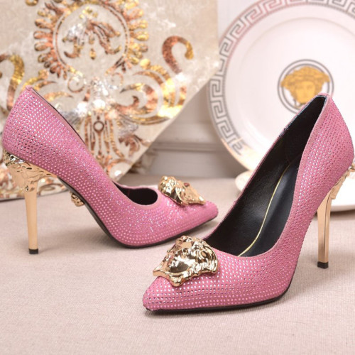 Versace Brand Womens Sandals Shoes Leather Big Size LA MEDUSA PATENT SAFETY PIN LEATHER PUMPS High Heel Design Luxury Brand Sandals for Women