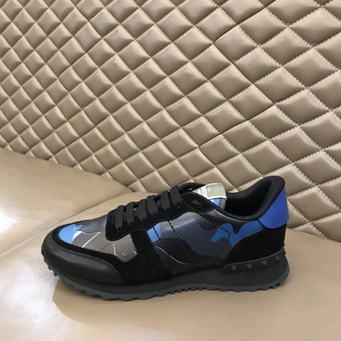Valentino Men Shoes Fashion Design Luxury Brand ROCKRUNNER CAMOUFLAGE LAMINATED STUDDED SNEAKER with Original Box