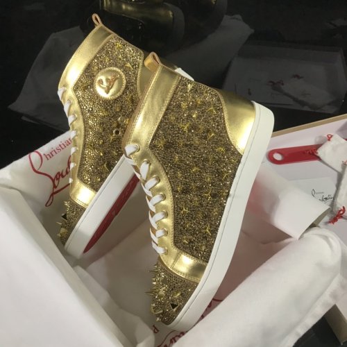 Christian Louboutin Mens Shoes Luxury Brand Red Bottom Design Louis Junior Spikes Flat with Original Box CL sneakers