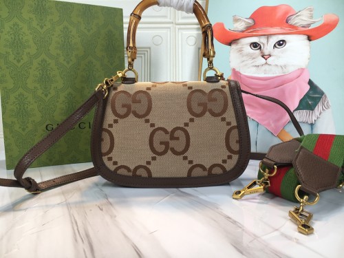 Gucci Womens Bags Handbags Shoulder Messenger Bags Luxury Brand Gucci Bamboo 1947 jumbo GG small top handle bag 675797 UKMDT 2570 with Original Box