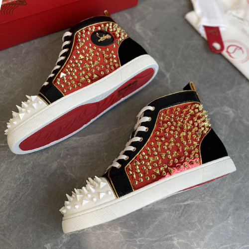 Christian Louboutin Mens Shoes Luxury Brand Red Bottom Design Louis Junior Spikes Flat with Original Box CL sneakers
