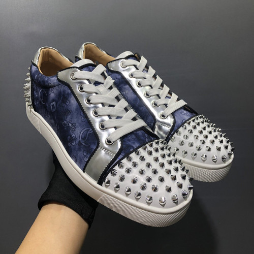 Christian Louboutin Mens Shoes Luxury Brand Red Bottom Design Louis Junior Spikes Flat with Original Box CL sneakers