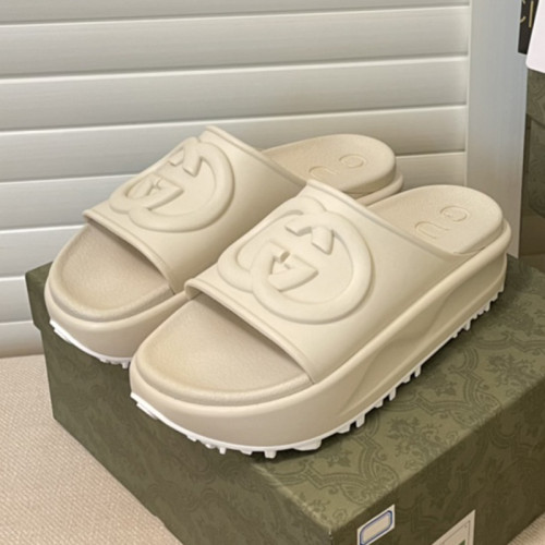 Gucci Womens Shoes Platform Slide Slippers Sandal Summer Design Luxury Brand Women's GG platform slide sandal with Original Box