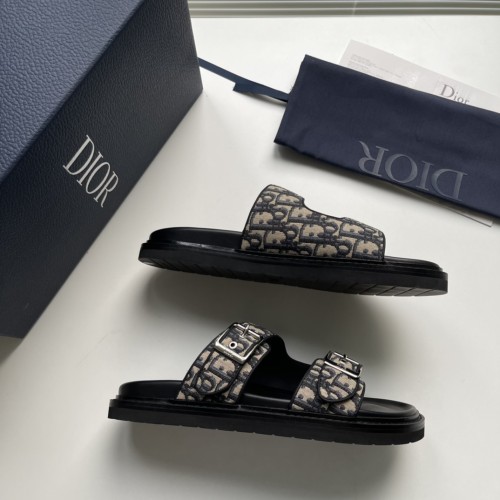 Dior Men Shoes Sandals Luxury Brand Fashion DIOR AQUA SANDAL Beige and Black Dior Oblique Jacquard with Original Box 3SA115ZSA_H561