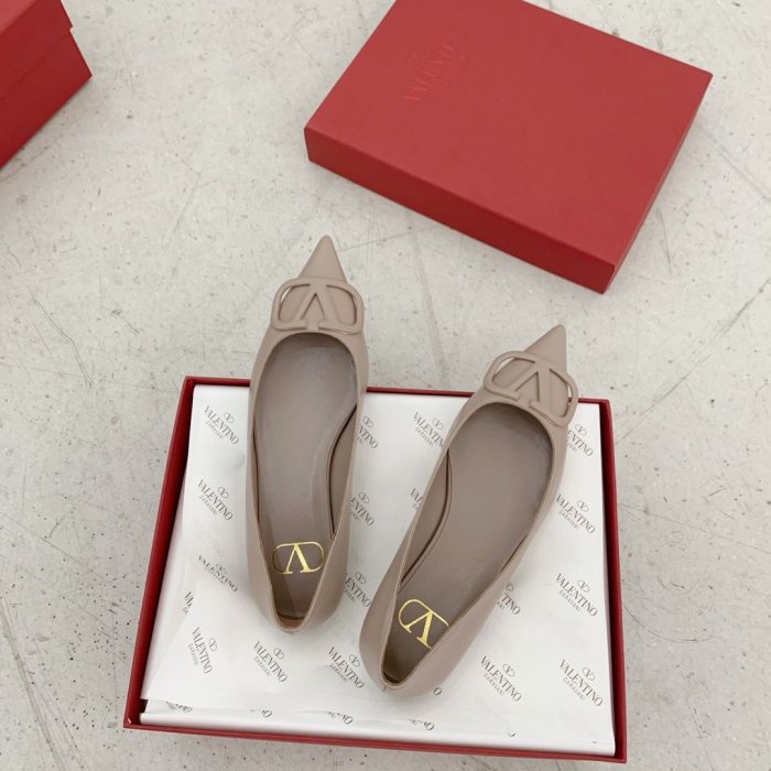 Valentino Women Shoes Mule Flip Flop Sandals VLOGO SIGNATURE CALFSKIN PUMP FLAT with Original Box Luxury Brand