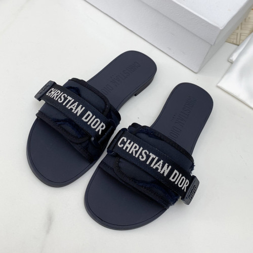 Dior Womens Shoes Sandals Slippers Slide Luxury Brand DIO(R)EVOLUTION SLIDE Shiny Technical Fabric with Dior Oblique Print with Original Box
