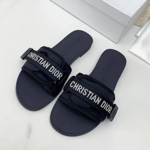Dior Womens Shoes Sandals Slippers Slide Luxury Brand DIO(R)EVOLUTION SLIDE Shiny Technical Fabric with Dior Oblique Print with Original Box