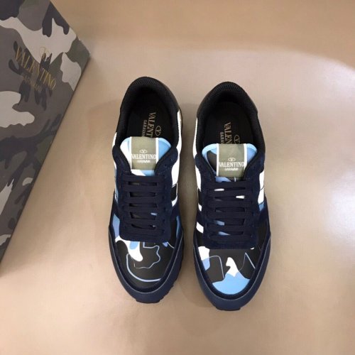 Valentino Men Shoes Fashion Design Luxury Brand ROCKRUNNER CAMOUFLAGE LAMINATED STUDDED SNEAKER with Original Box