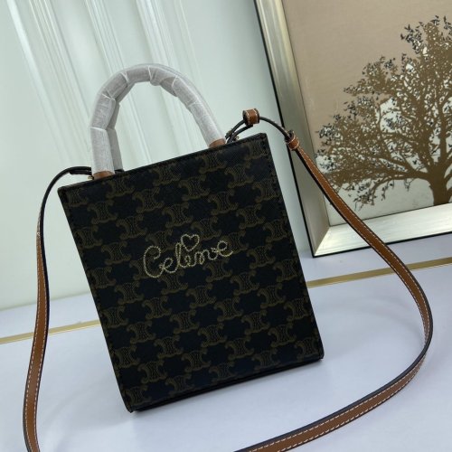 Celine Womens Bag SMALL CABAS VERTICAL IN TRIOMPHE CANVAS