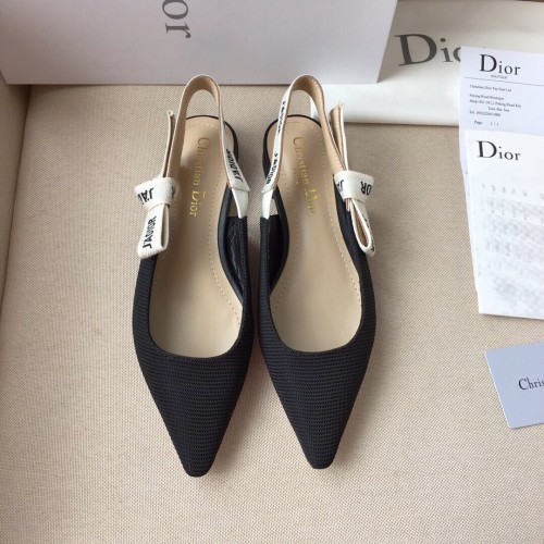Dior Women Shoes Pumps Luxury Design Fashion Type High Heel Shoes for Wedding Style J'ADIOR SLINGBACK BALLERINA FLAT Black Technical Fabric with Original Box KCB384TFL_S900