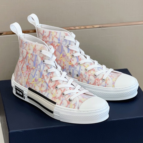 Dior Mens Shoes Sneakers Casual Luxury Brand B23 HIGH-TOP SNEAKER Dior Oblique Canvas with Original Box 3SH118ZMK_H761