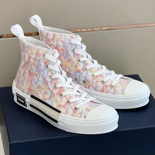 Dior Mens Shoes Sneakers Casual Luxury Brand B23 HIGH-TOP SNEAKER Dior Oblique Canvas with Original Box 3SH118ZMK_H761