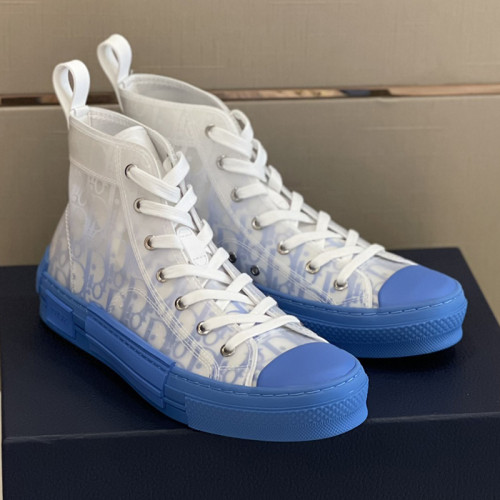 Dior Mens Shoes Sneakers Casual Luxury Brand B23 HIGH-TOP SNEAKER Dior Oblique Canvas with Original Box 3SH118ZMK_H761