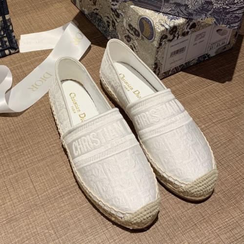 Dior Women Shoes Luxury Brand Design Dior Granville Espadrille White Dior Oblique Embroidered Cotton Women Shoes