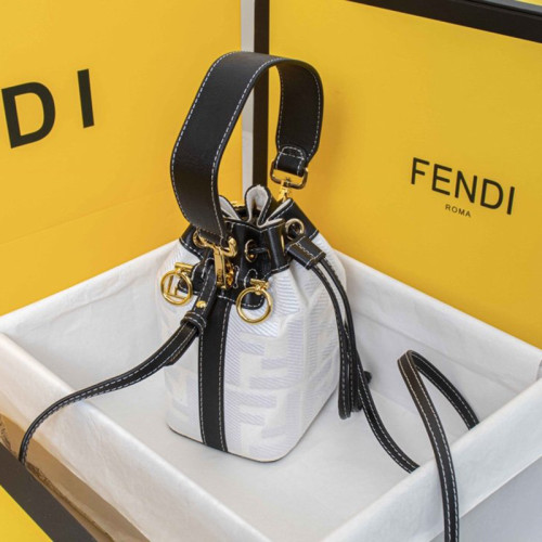 Fendi Womens Bag MON TRESOR Mini Bag in Beige Canvas