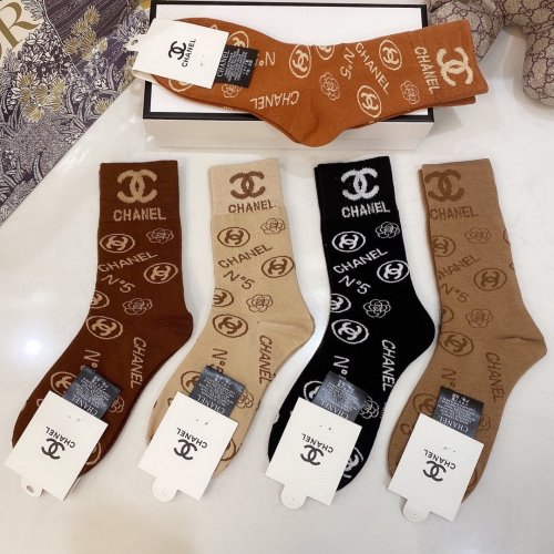 Chanel Socks 5 Pairs with Original Box Luxury Brand Breathable Chanel Sock