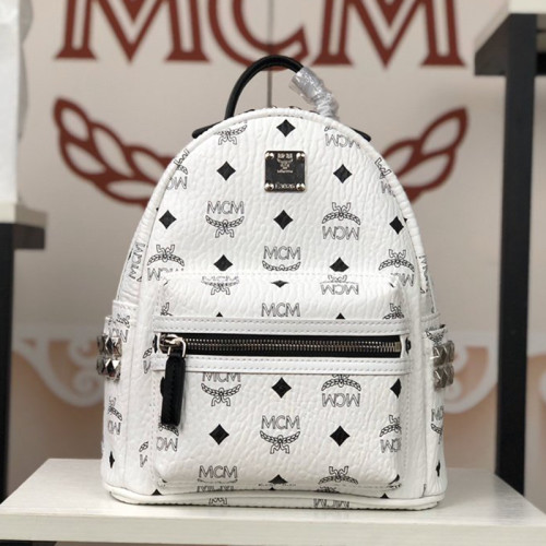 MCM Women Bags Backpacks Luxury Brand Stark Backpack in Geo Laurel Visetos with Original Box