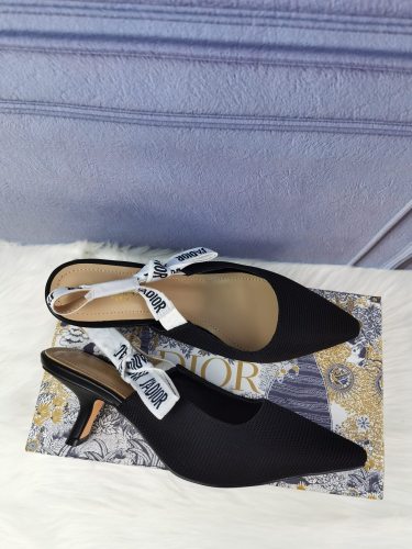 Dior Women Shoes Pumps Luxury Design Fashion Type High Heel Shoes for Wedding Style J'ADIOR SLINGBACK PUMP Black Technical Fabric with Original Box KCC200TFL_S900