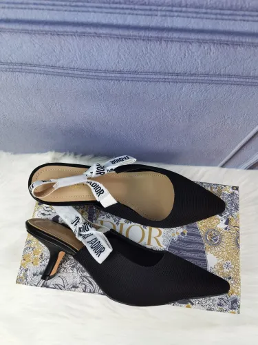 Dior Women Shoes Pumps Luxury Design Fashion Type High Heel Shoes for Wedding Style J'ADIOR SLINGBACK PUMP Black Technical Fabric with Original Box KCC200TFL_S900