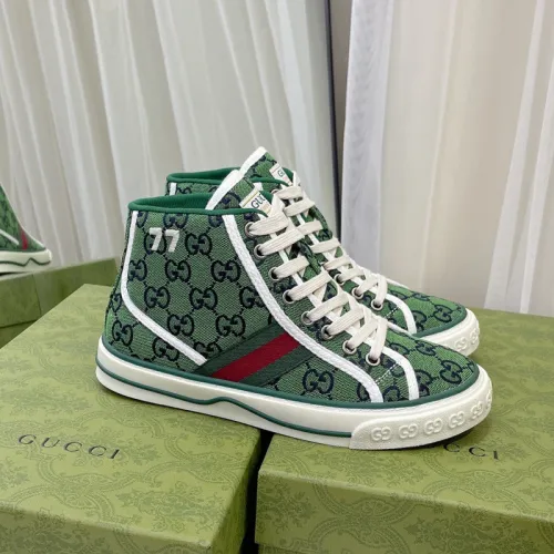 Gucci Womens Shoes Fashion Type Luxury Brand Leather Women's Gucci Tennis 1977 high top sneaker with Original Box