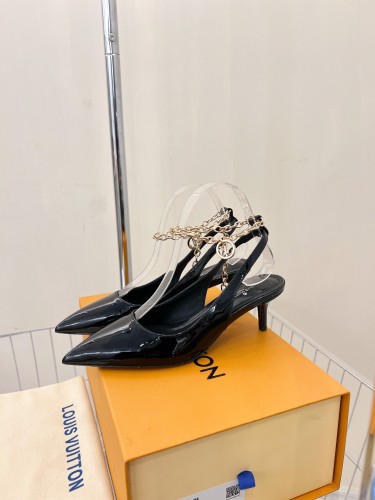 Louis Vuitton Womens Shoes Sandals Slippers Leather Design Luxury Brand MANSION SL.BACK PUMP 5.5cm Heel Fashion Sandals with Original Box 1A94WO