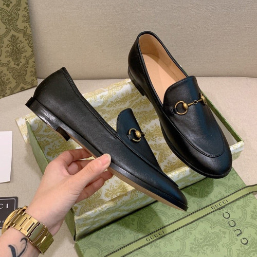 Gucci Womens Shoes Casual Design Loafers Leather Black Gucci Jordaan leather loafer with Original Box 404069 BLM00 1000