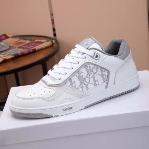 Dior Men Shoes Sneakers Luxury B27 Low-Top Sneaker White And Gray Smooth Calfskin With White Dior Oblique Galaxy Leather