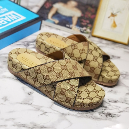 Gucci Mens Shoes Sandals Slides Slippers Luxury Brand Thick Sole Design with Original Box