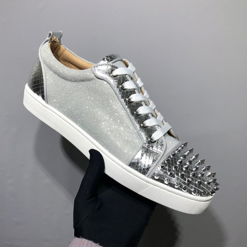 Christian Louboutin Mens Shoes Luxury Brand Red Bottom Design Louis Junior Spikes Flat with Original Box CL sneakers