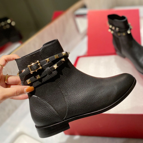 Valentino Garavani Women Fashion Ankle Boots Luxury Brand Vlogo Signature Calfskin Combat Boot with Original Box