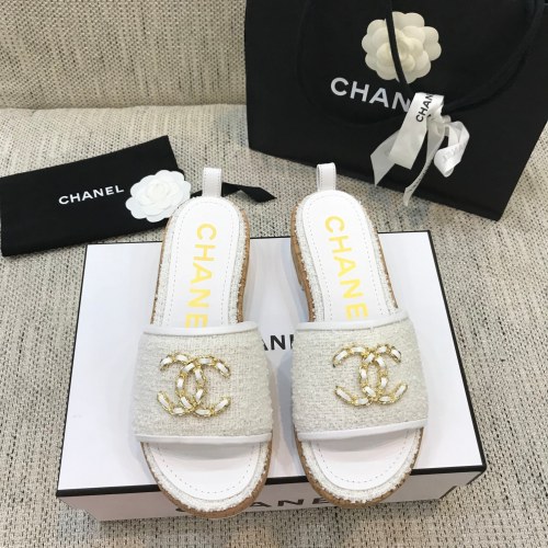 Chanel Womens Shoes Mules Tweed