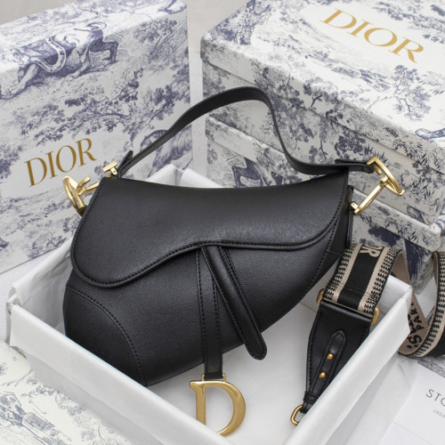 Dior Womens Bag Saddle Bag Luxury Brand Fashion Saddle Bag Black Grained Calfskin M0446CBAA_M900