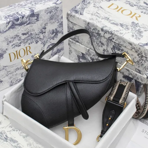 Dior Womens Bag Saddle Bag Luxury Brand Fashion Saddle Bag Black Grained Calfskin M0446CBAA_M900