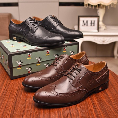 Gucci Mens Shoes Leather Design Luxury Brand Business Dress Shoes for Men with Original Box