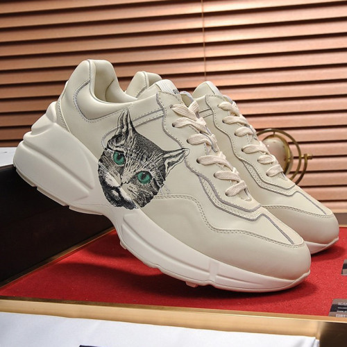 Gucci Women Shoes Women's Rhyton Gucci logo leather sneaker Luxury Brand with Original Box