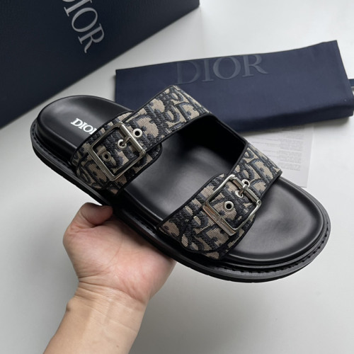 Dior Men Shoes Sandals Luxury Brand Fashion DIOR AQUA SANDAL Beige and Black Dior Oblique Jacquard with Original Box 3SA115ZSA_H561