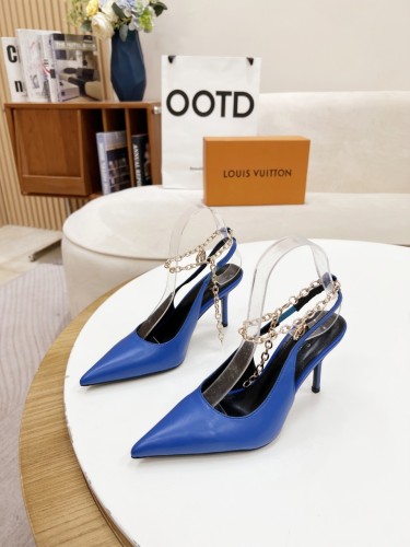 Louis Vuitton Womens Shoes Pumps Sandals Leather Design Luxury Brand Fashion Sandals with Original Box 8cm Heel